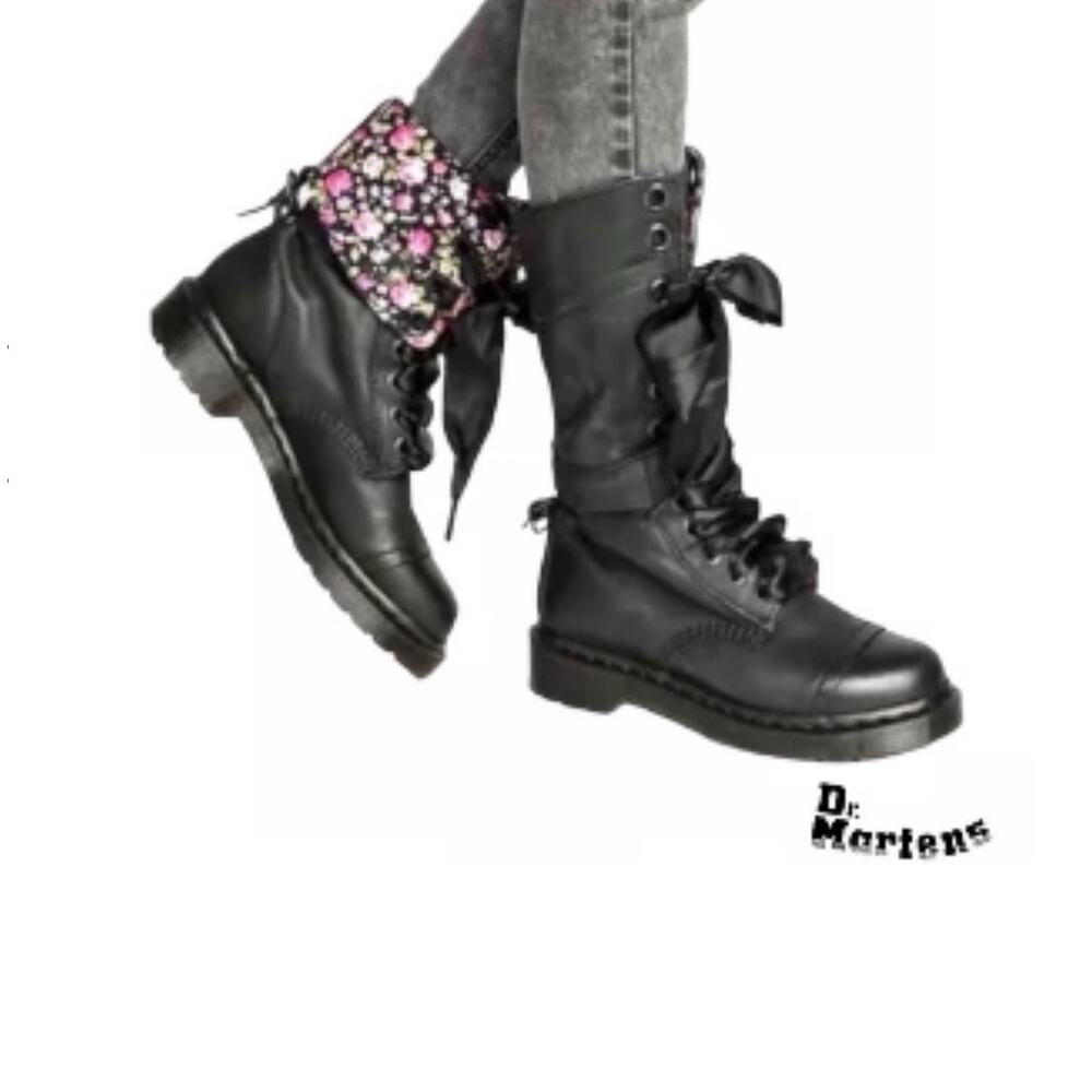 Dr Martens Triumph 1914 Lace Up Combat Boot 12-eye Floral Foldover Lining Sz 7